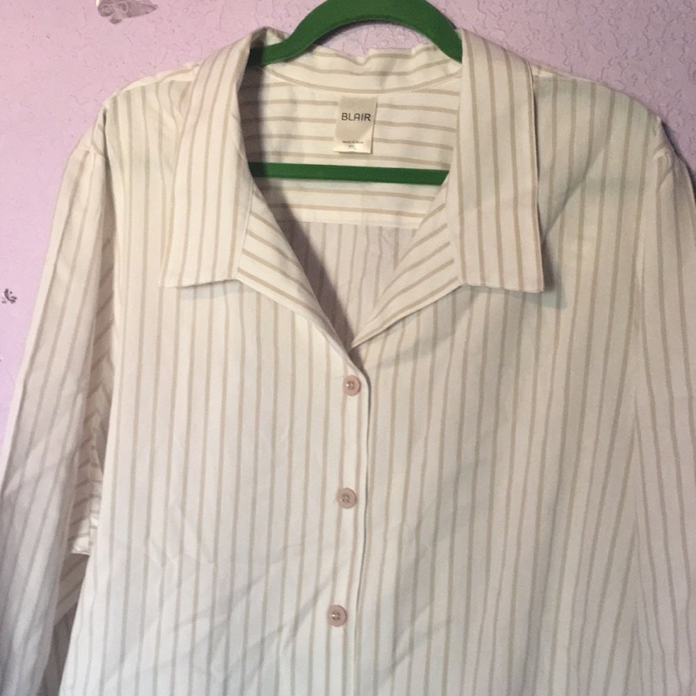 Plus Size Stripped Button Business Work Attire Top - image 4